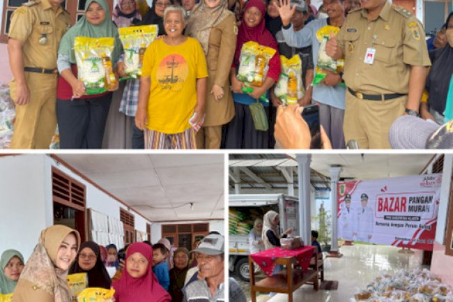 Bupati Klaten, Sri Mulyani Kembali Salurkan Bazar Pangan Murah di Kecamatan Karangdowo