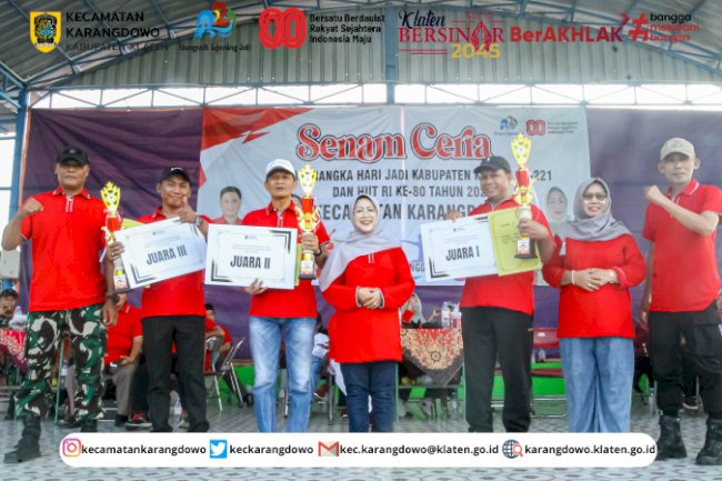 Penyerahan Hadiah Lomba Tertib Administrasi Desa Tingkat Kecamatan Karangdowo Tahun 2025