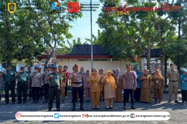 "Apel 3 Pilar" Wujud Sinergi Pemerintah Kecamatan, TNI, dan Polri Bersama Dalam Menjaga Keamanan Dan Ketertiban Desa se-Kecamatan Karangdowo