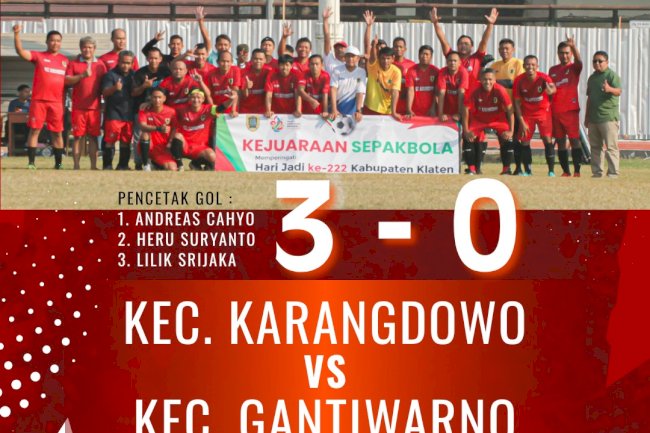 MENGALAHKAN TEAM GANTIWARNO LAGA SEPAK BOLA ANTAR INSTANSI  HARI JADI KLATEN TH. 2026