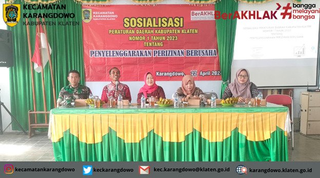 Sosialisasi Peraturan Daerah Kabupaten Klaten Nomor 1 Tahun 2023 tentang Penyelenggaraan Prizinan Berusaha di Wilayah Kecamatan Karangdowo (Desa Pugeran, Desa Ringinputih, dan Desa Karangwungu)