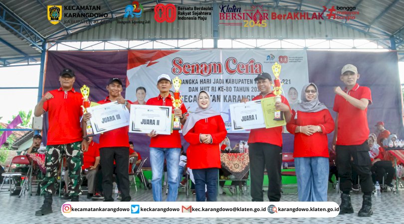 Penyerahan Hadiah Lomba Tertib Administrasi Desa Tingkat Kecamatan Karangdowo Tahun 2025