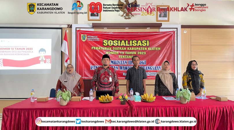 Ketua DPRD Kabupaten Klaten Melaksanakan Sosialisasi Peraturan Daerah Kabupaten Klaten No. 13 Tahun 2023 Tentang Pembinaan Ideologi Pancasila Dan Wawasan Kebangsaan di Kecamatan Karangdowo