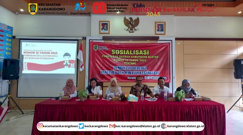Sosialisasi Peraturan Daerah Kabupaten Klaten No. 13 Tahun 2023 Tentang Pembinaan Ideologi Pancasila Dan Wawasan Kebangsaan di Kecamatan Karangdowo