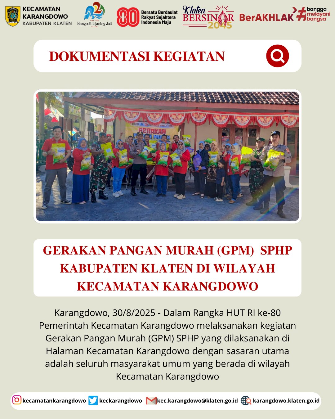 Gerakan Pangan Murah (GPM) SPHP kabupaten klaten di wilayah kecamatan karangdowo