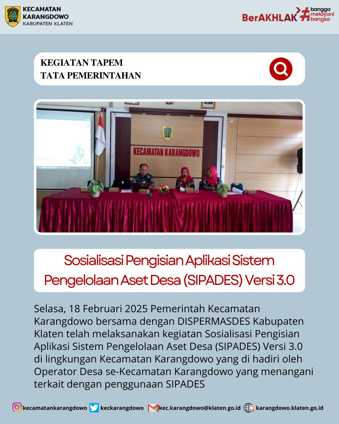 Sosialisasi Pengisian Aplikasi Sistem Pengelolaan Aset Desa (SIPADES) Versi 3.0 