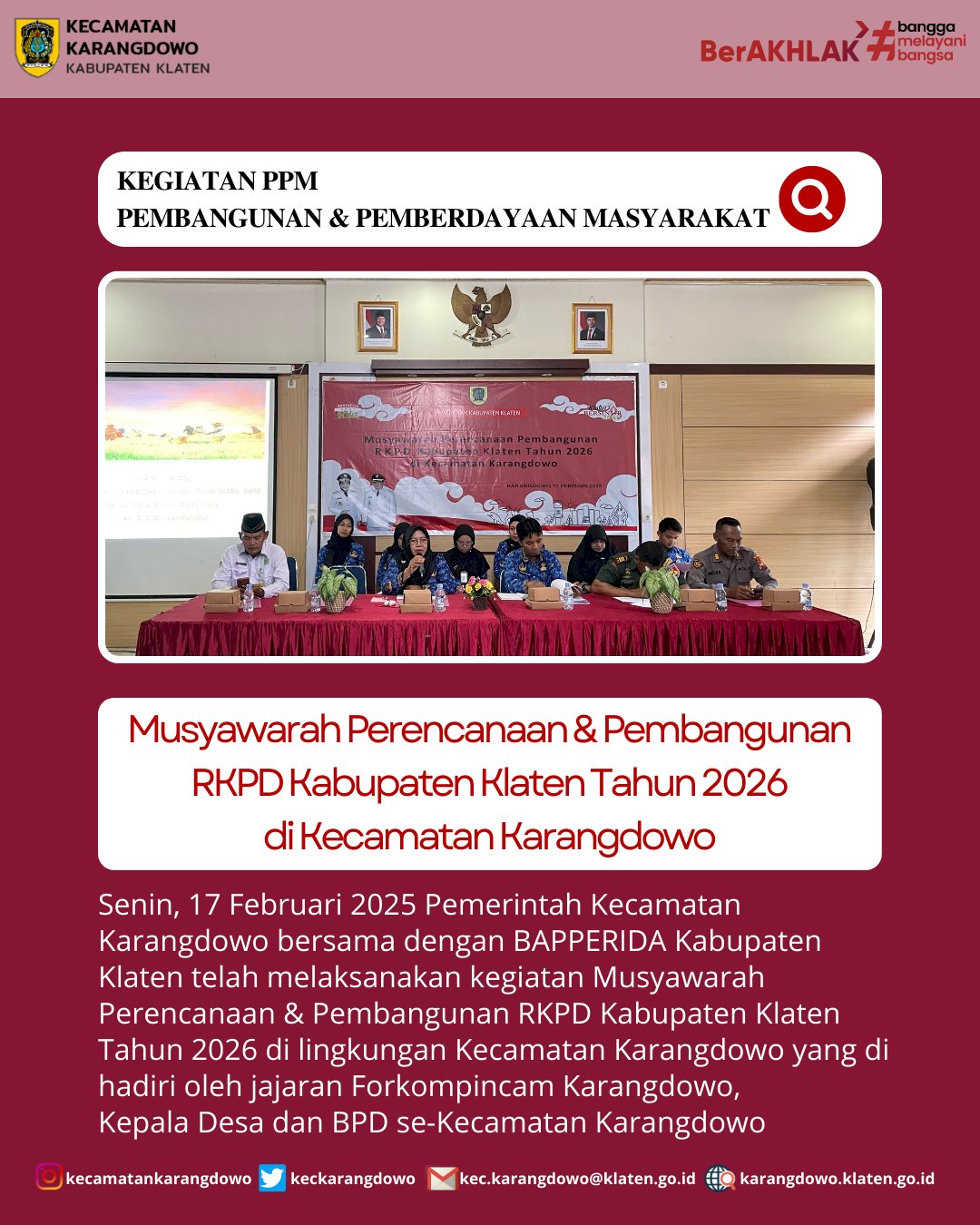 Musyawarah Perencanaan & Pembangunan RKPD Kabupaten Klaten Tahun 2026 di Kecamatan Karangdowo