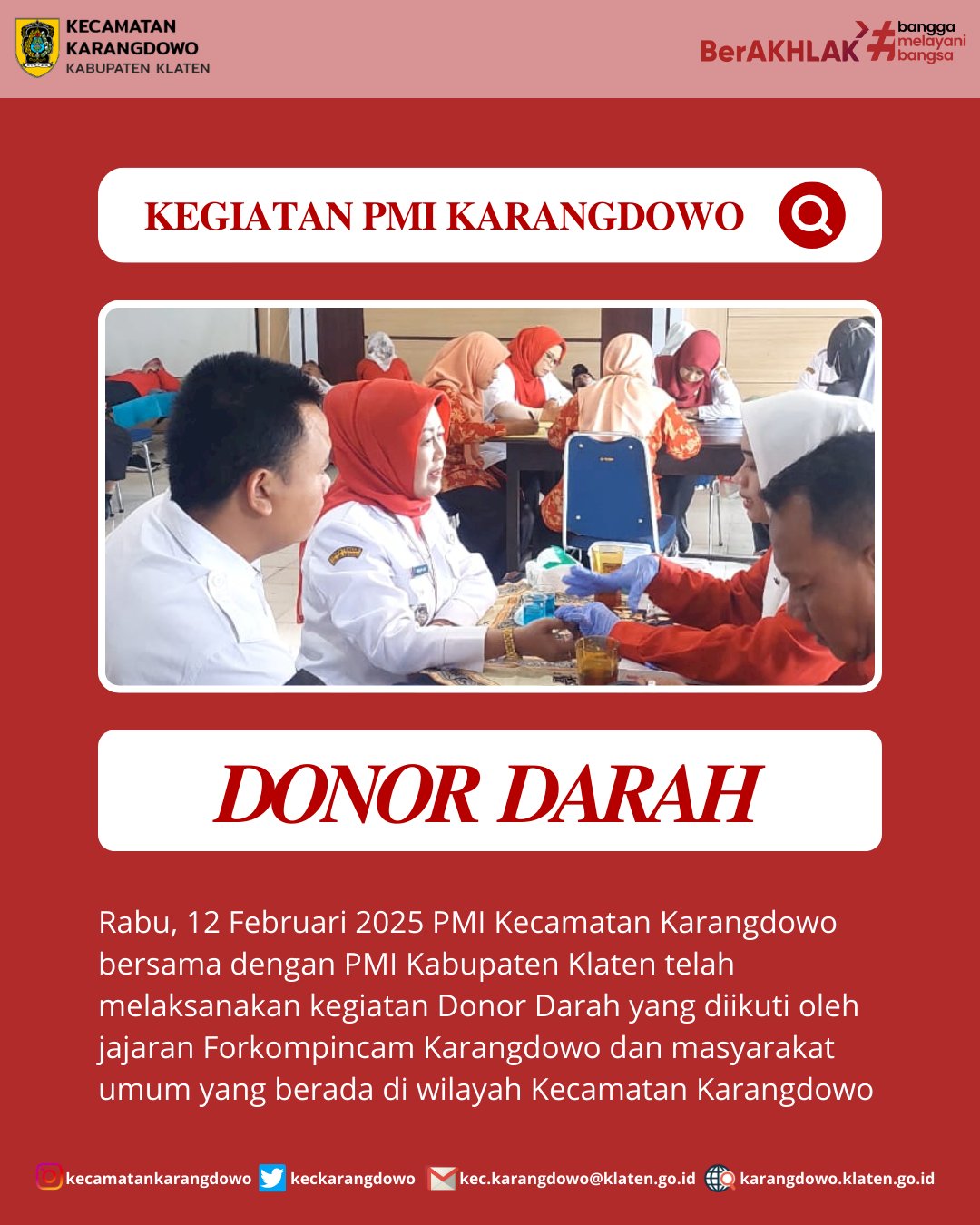 PMI Kecamatan Karangdowo Mengadakan Kegiatan Rutin Donor Darah di Kecamatan Karangdowo