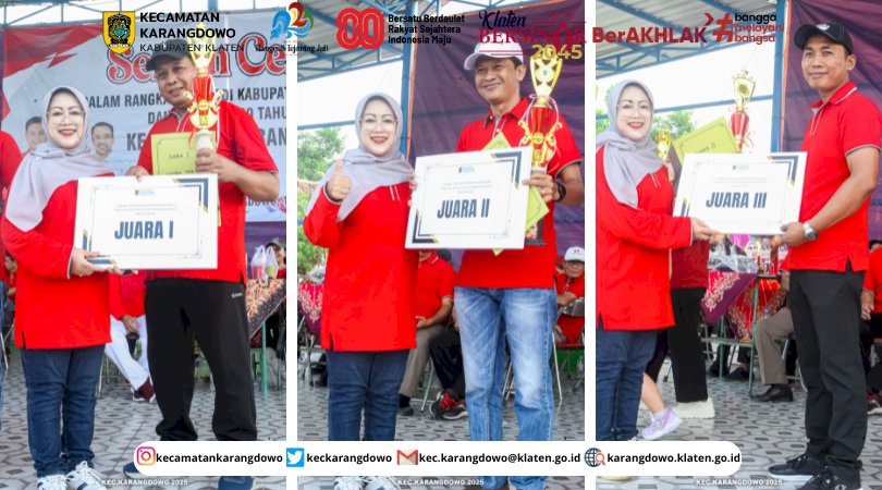 Penyerahan Hadiah Lomba Tertib Administrasi Desa Tingkat Kecamatan Karangdowo Tahun 2025