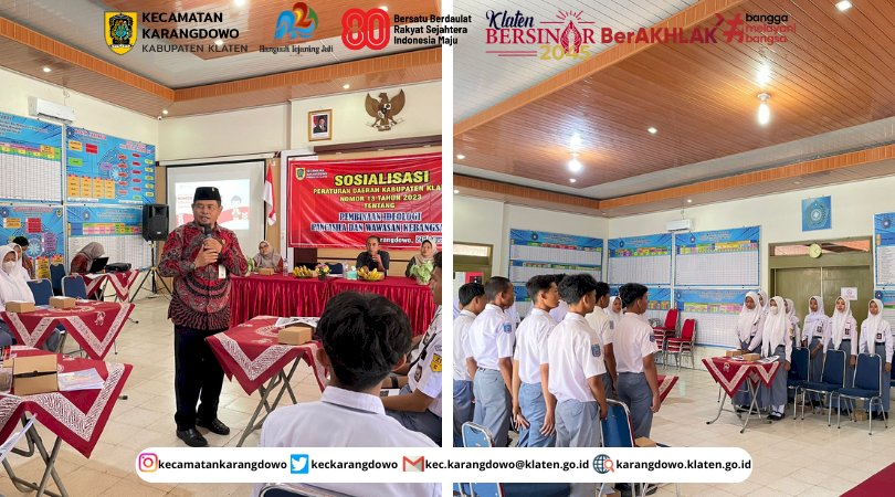 Ketua DPRD Kabupaten Klaten Melaksanakan Sosialisasi Peraturan Daerah Kabupaten Klaten No. 13 Tahun 2023 Tentang Pembinaan Ideologi Pancasila Dan Wawasan Kebangsaan di Kecamatan Karangdowo