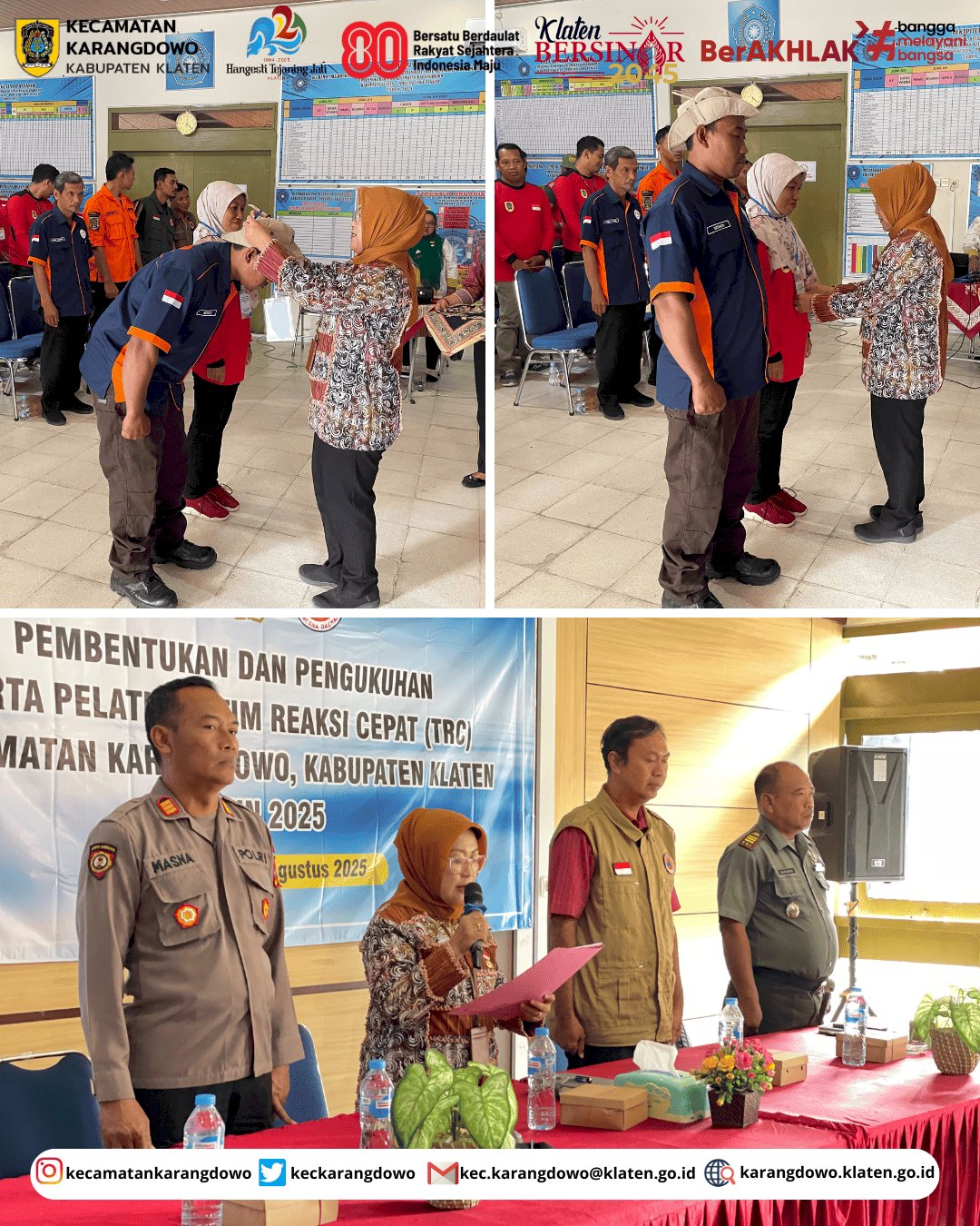 Pengukuhan Tim Reaksi Cepat (TRC) Kecamatan Karangdowo