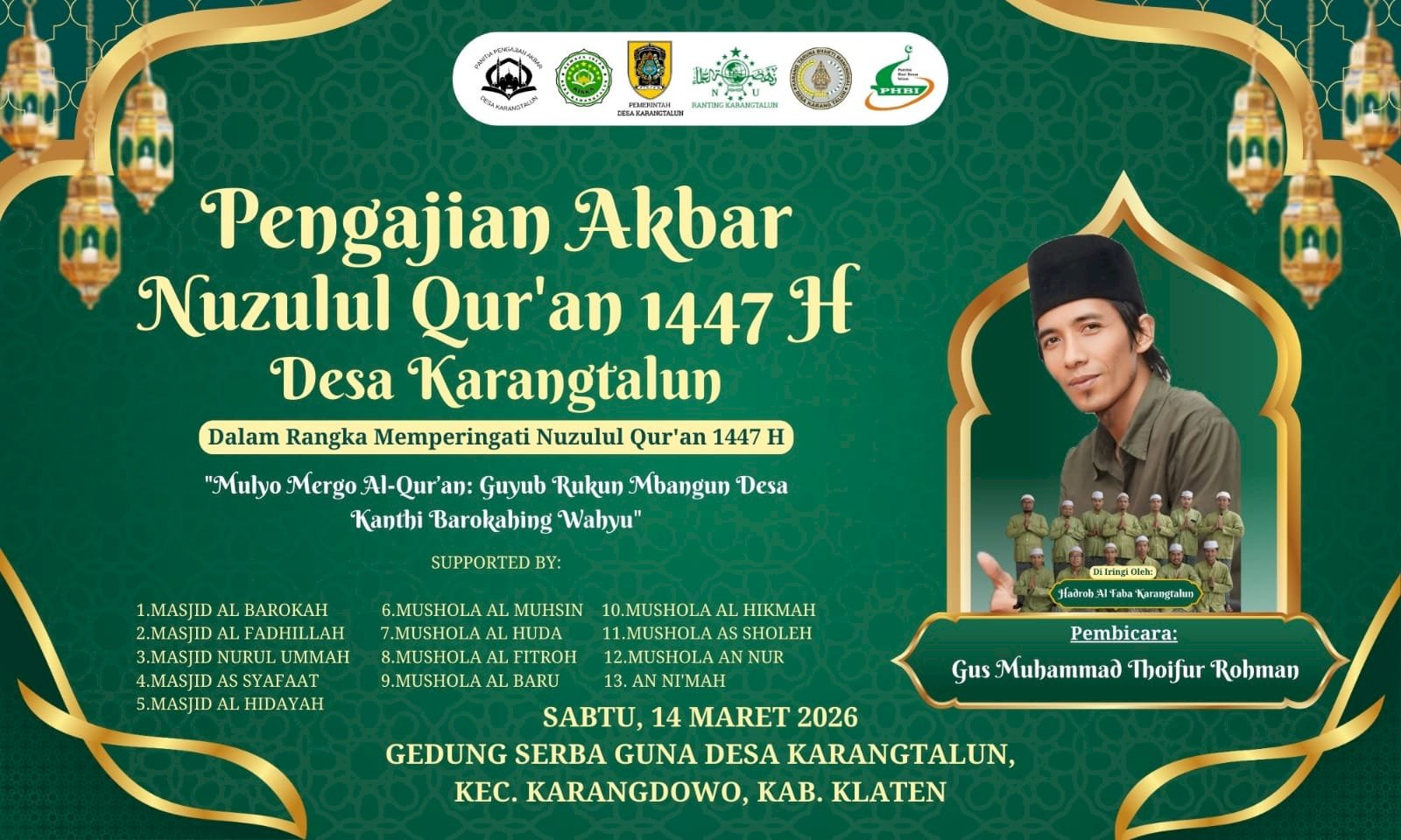 PESAN CAMAT PADA PERINGATAN NUZULUL QUR'AN KARANGTALUN KARANGDOWO