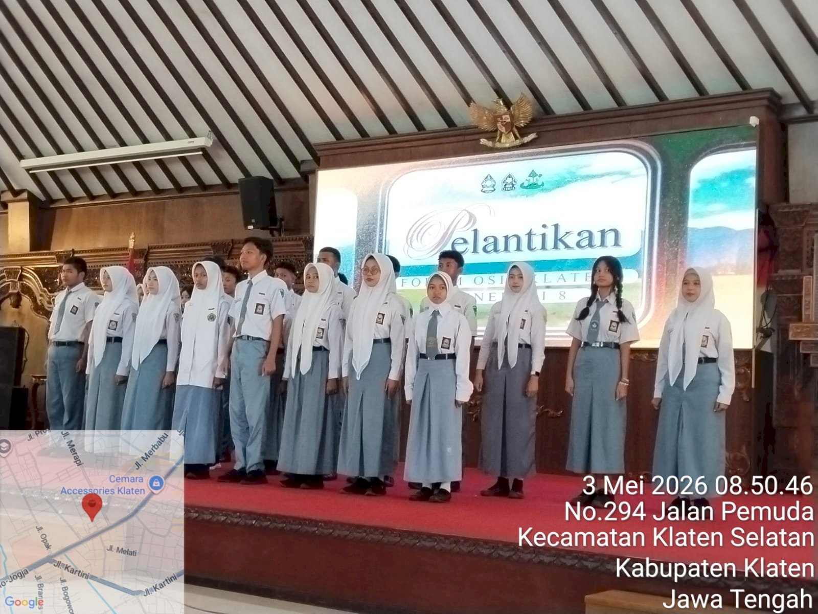 CAMAT KARANGDOWO HADIRI PELANTIKAN FORUM OSIS KLATEN ( FOSKA ) GENERASI KE-8  PERIODE 2026 / 2027