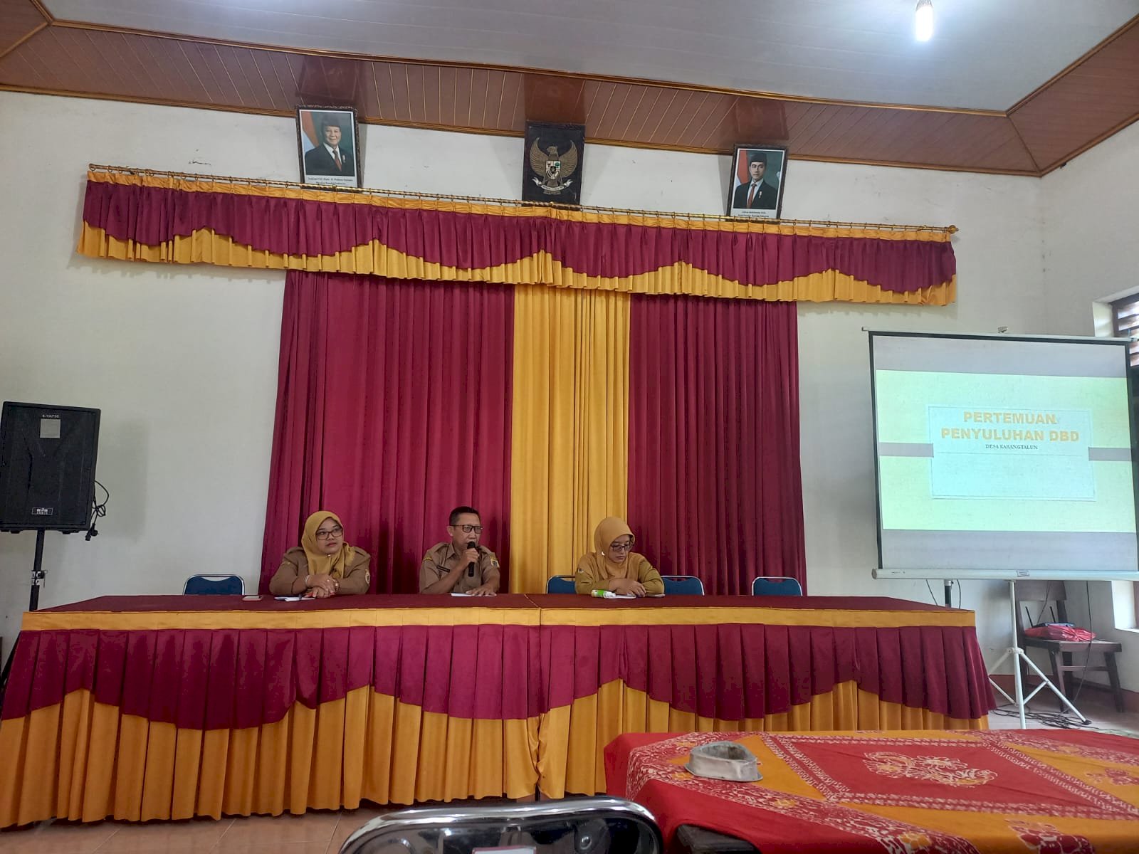 CAMAT DAN  PUSKESMAS SOSIALISASIKAN PENCEGAHAN DEMAM BERDARAH ( DB ) DI DESA KARANGTALUN