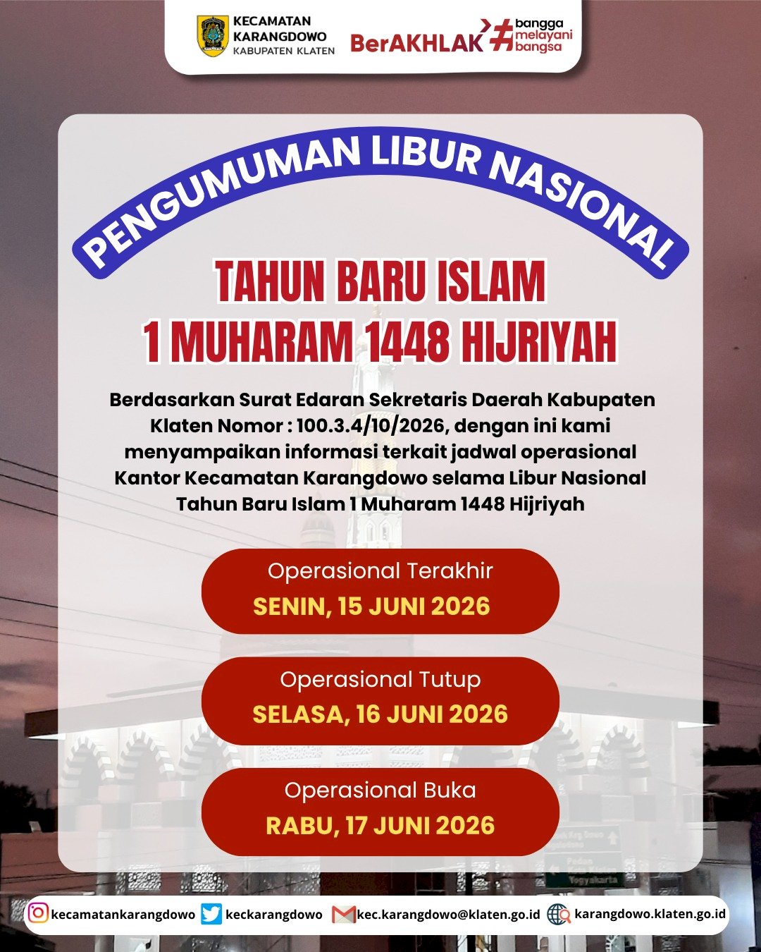 TAHUN BARU ISLAM 1 MUHARRAM 1448 H SEBAGAI HARI LIBUR NASIONAL,  TRADISI DAN SEJARAH