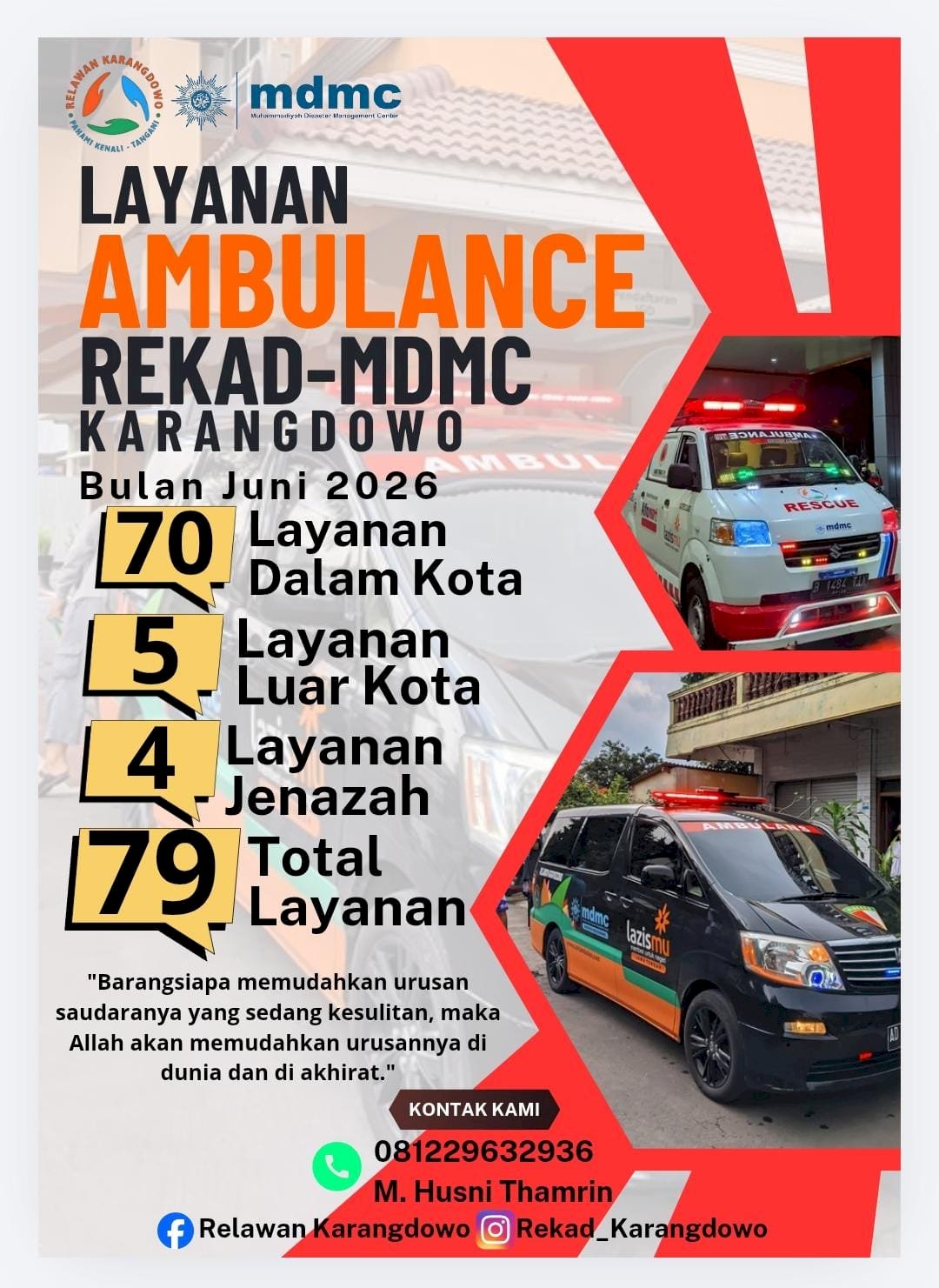 REKAD :  AMBULAN GRATIS SELALU SIAGA MEMBANTU MASYARAKAT TANPA KENAL WAKTU 